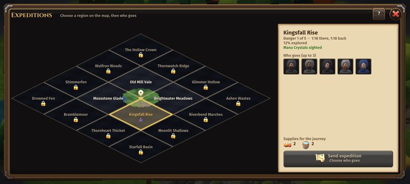 Expedition map with regions to explore